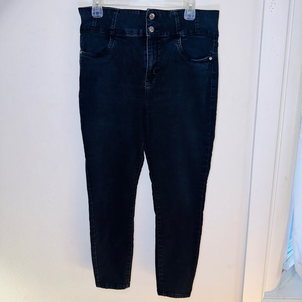 Guess Los Angeles Womens High Rise Skinny Jeans Dark Wash Black Size 32